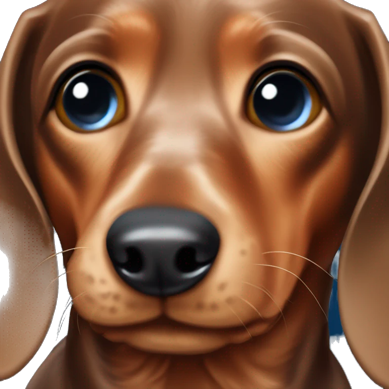 Brown dapple Dachshund with one blue eye one brown eye  emoji
