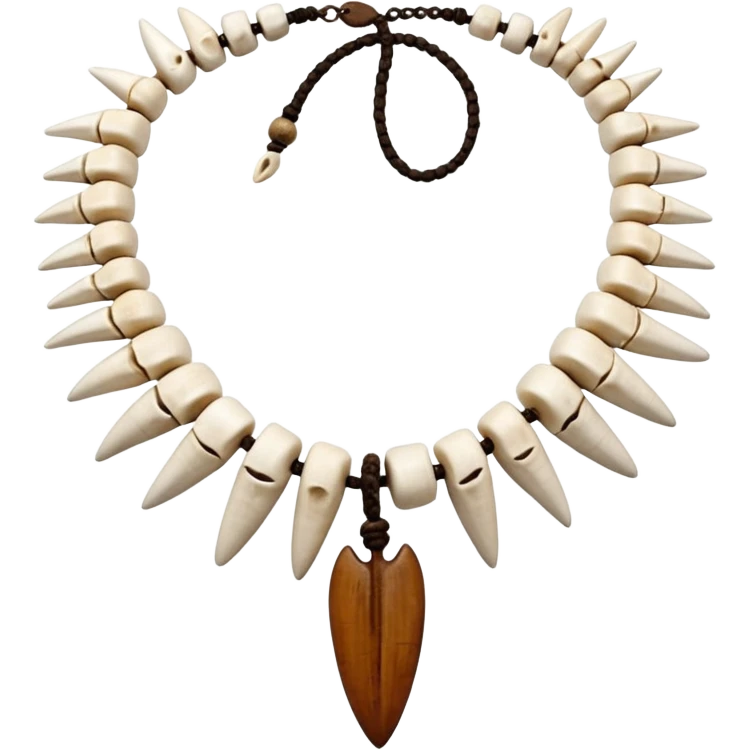 stone age necklace without human skeleton with 1 elephant teeth and different animal bones emoji