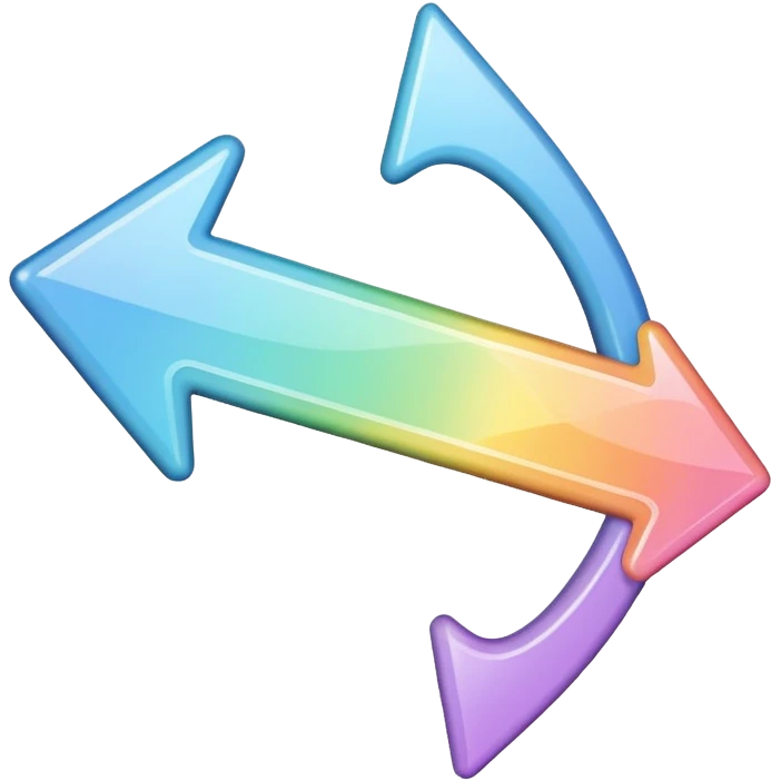 Pastel rainbow arrow pointing left emoji