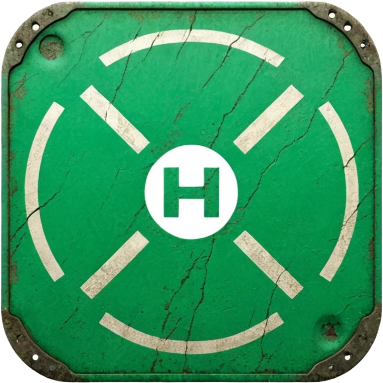 a helipad with a green surface and an H in the center emoji