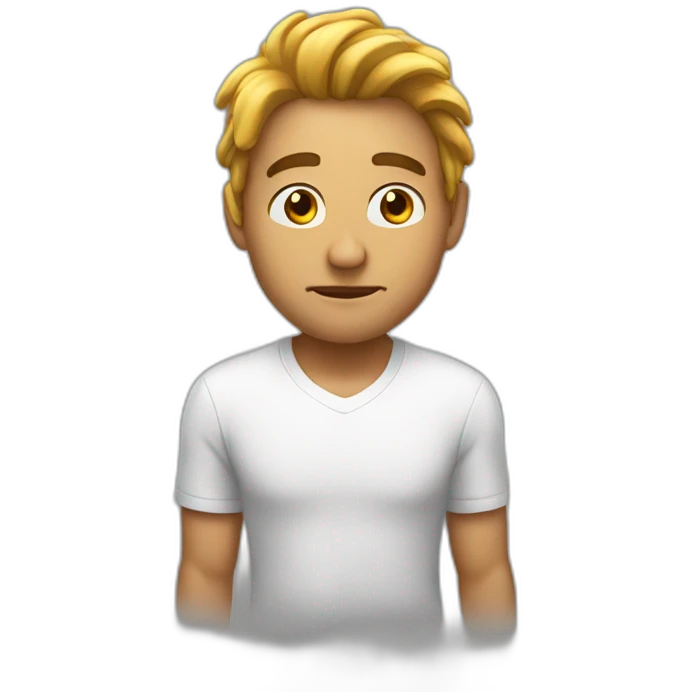 A guy feeling hot emoji