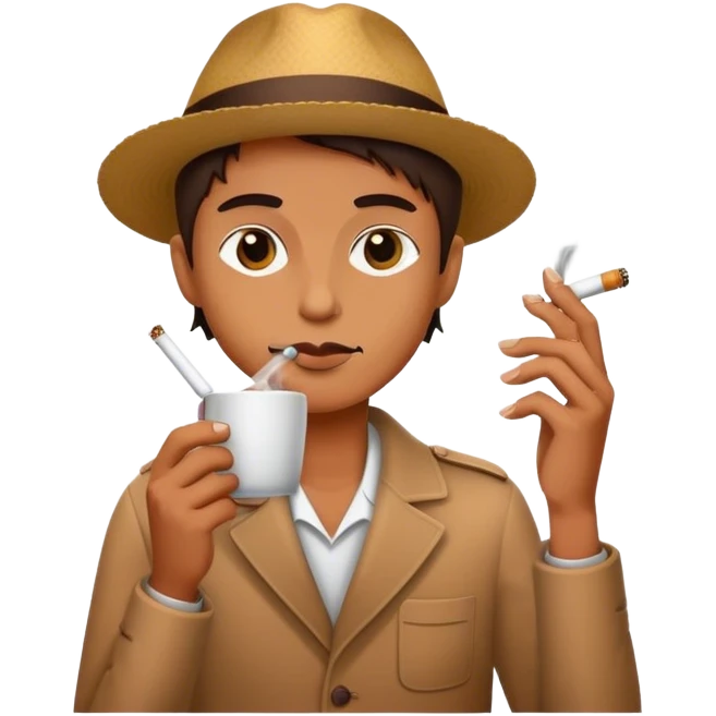 smoking a cigarette drinking coffee emoji