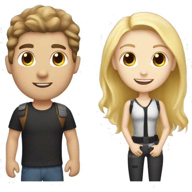 lasertag white boy with brown hair and white girl with blonde hair emoji