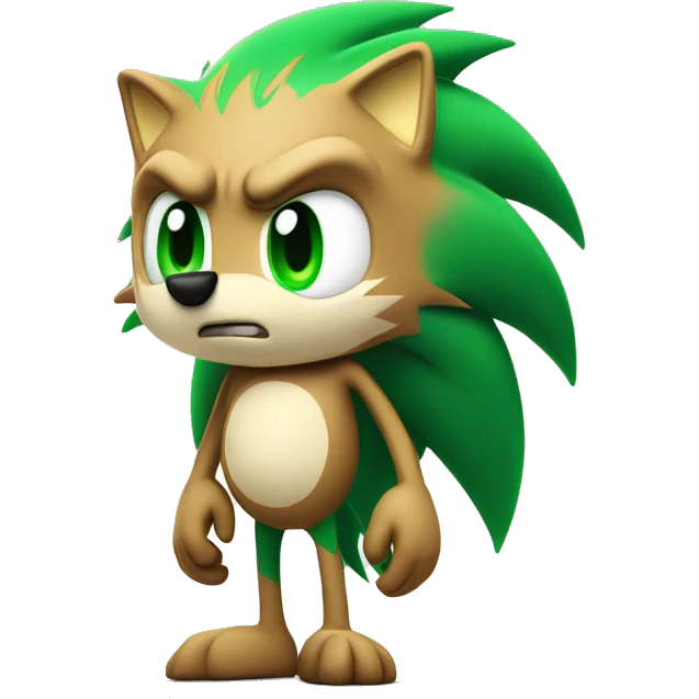 sonic the hedeghog with green lines on his spines and green eyes emoji