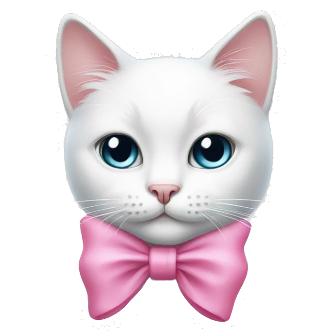 White Cat with pink bow emoji