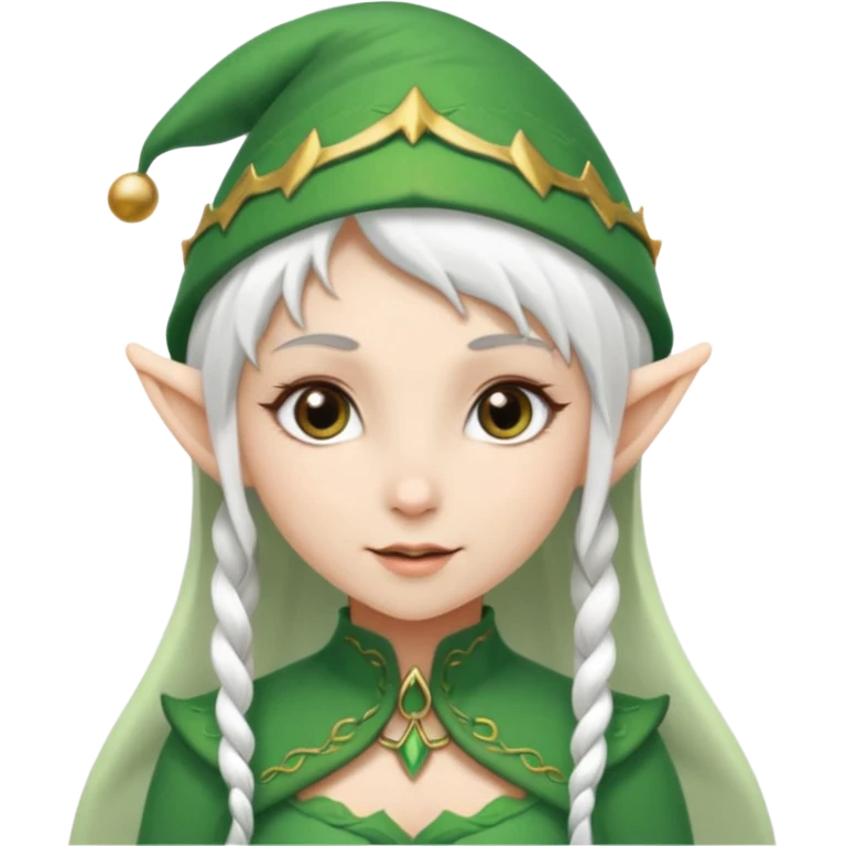 elf girl with elf hat, white hair emoji