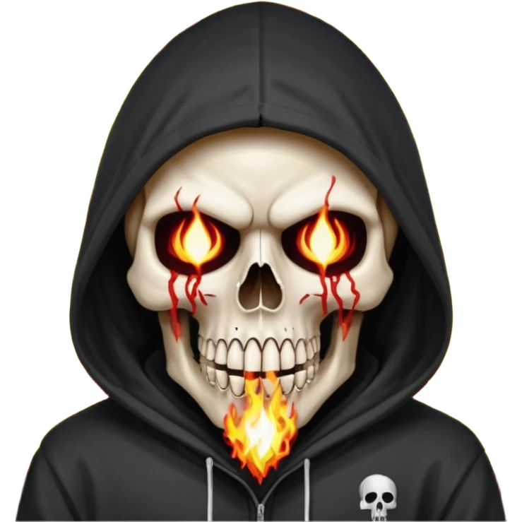 Bro I wanna skull with hoodie on the hoodie has to be on fire and I want matrix blood with the codes and weird numbers spilling out eyes and mouth almost give him a diamond grill in his mouth make it shinny where is the matrix symbols  emoji