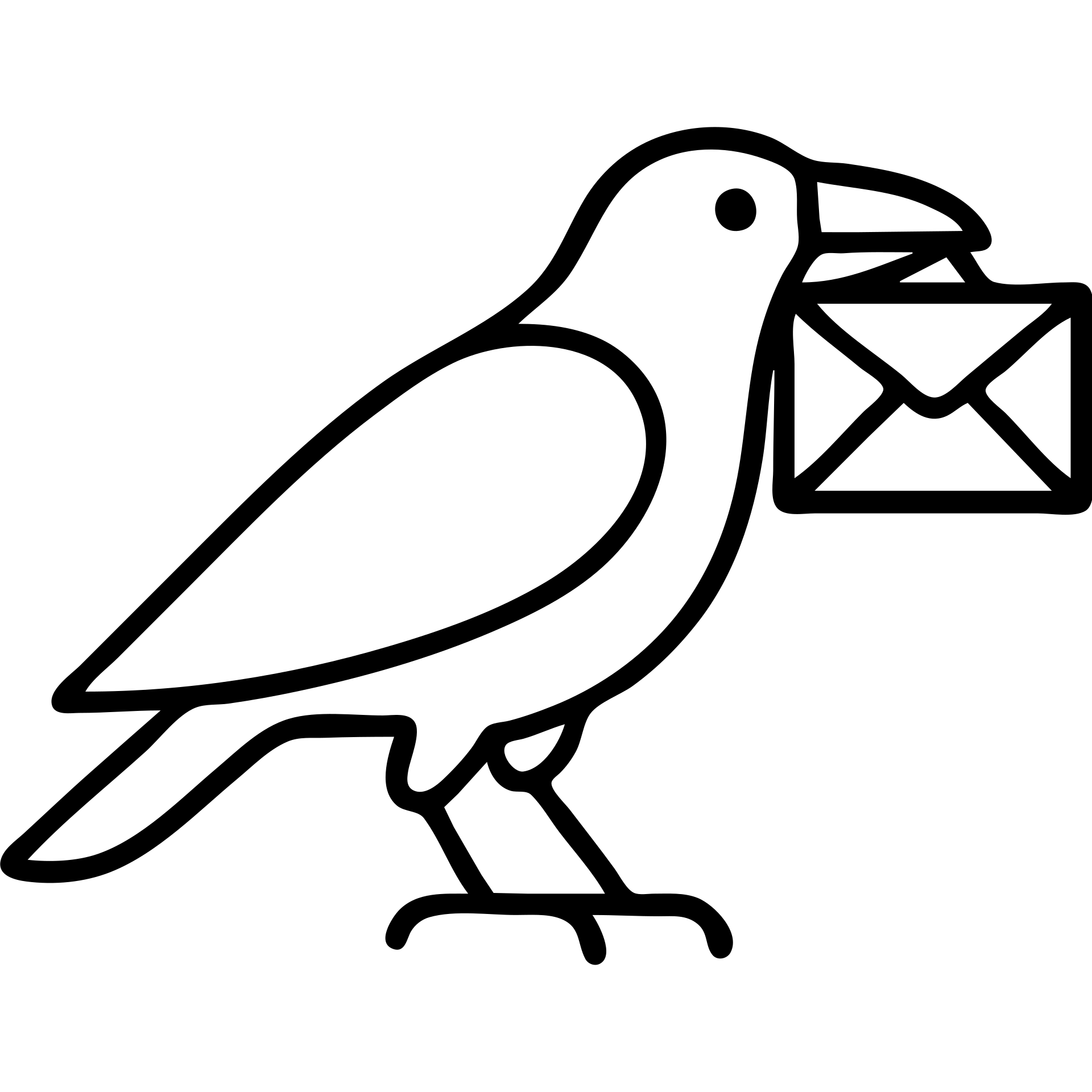outlined icon of a raven carrying a letter emoji