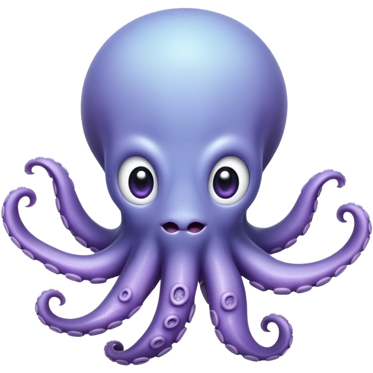 Cinematic Comical Baby Octopus Portrait Emoji, Tentacles slightly flared in a playful, exaggerated gesture, featuring a light blue-purple, rounded body with dramatically wide, hilariously expressive eyes full of surprise and innocent mischief, Simplified yet hilariously endearing features, highly detailed, glowing with a soft oceanic radiance, high shine, dramatic yet lovable, stylized with a dash of whimsical underwater mischief, soft glowing outline, capturing the essence of a delightfully silly little octopus that looks like it just made a clumsy, adorable mistake! emoji