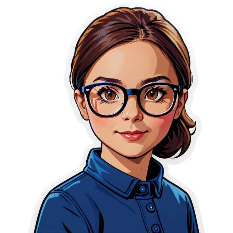 indoor portrait of girl with glasses emoji