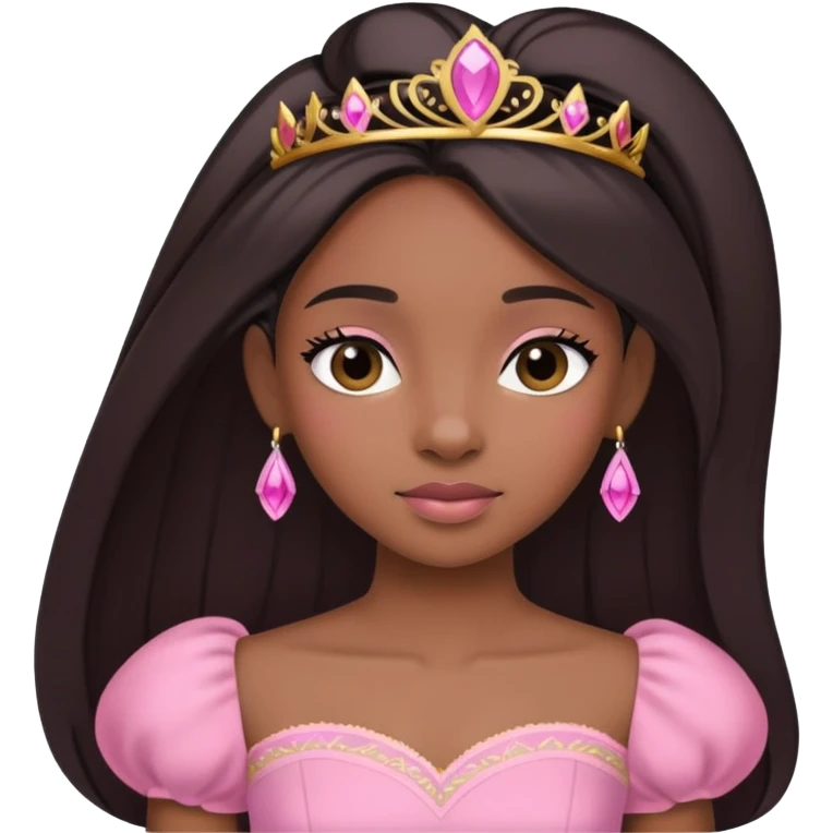 Black princess with straight hair dressed in all pink  emoji