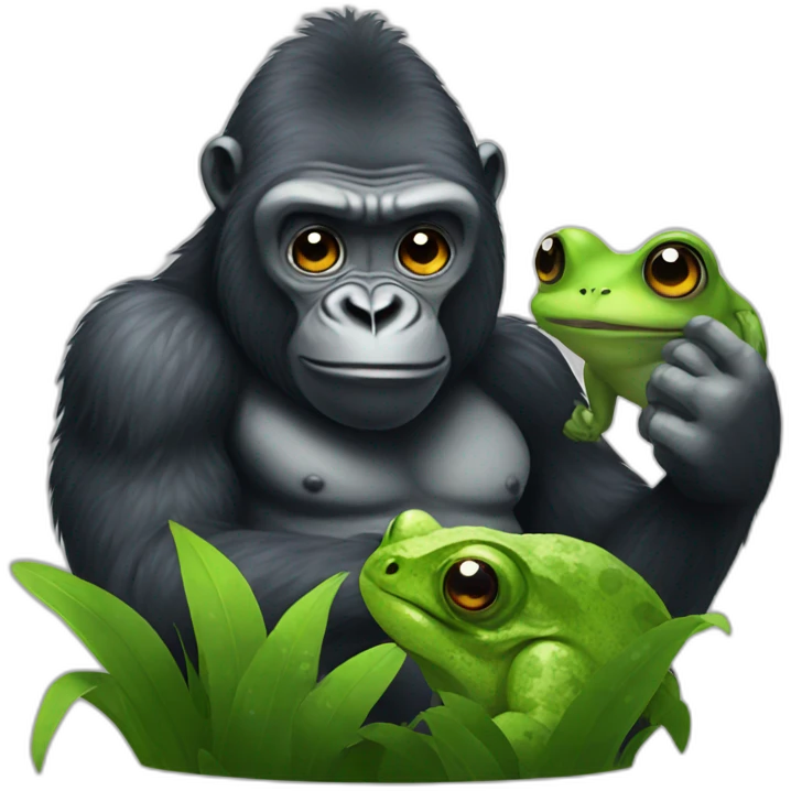 gorilla and frog love emoji