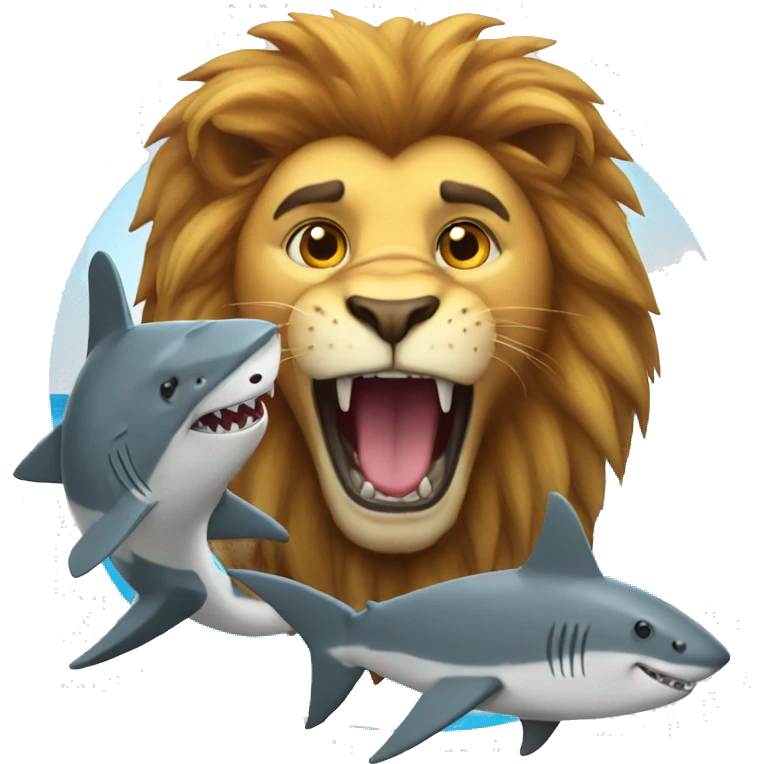 lion with shark emoji