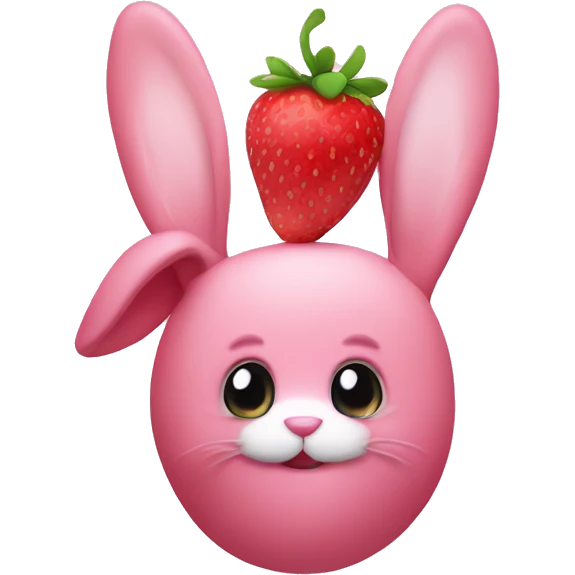 Pink bunny with strawberry  emoji