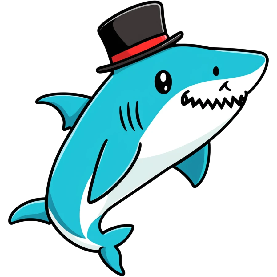 Shark with a top hat emoji