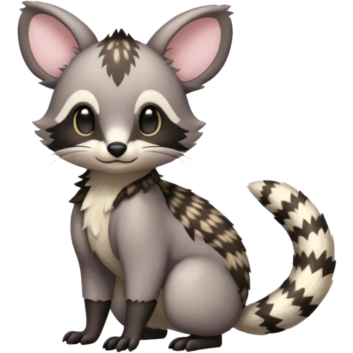Civet-Minccino-Cacomistl-Trico-Stitch-hybrid-fusion (full body) emoji