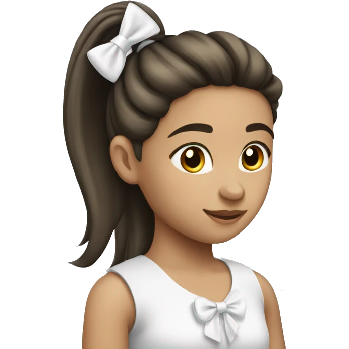 A girl with a pony tail and a white bow on her pony tail emoji