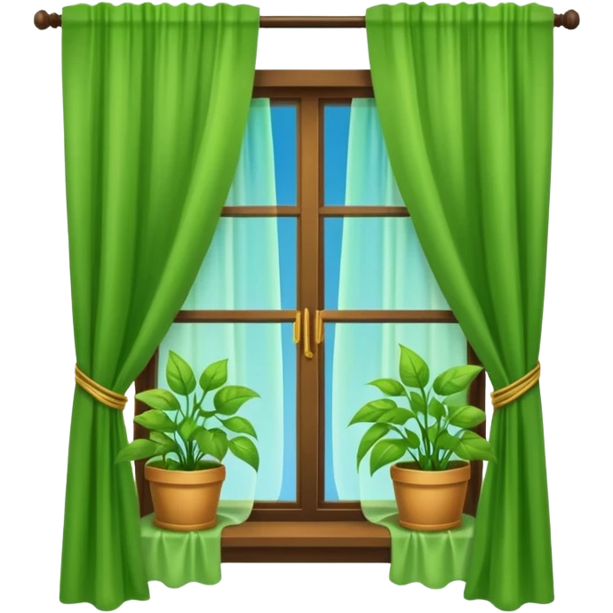 Window with hanging plants + curtain, Apartment Windows. emoji