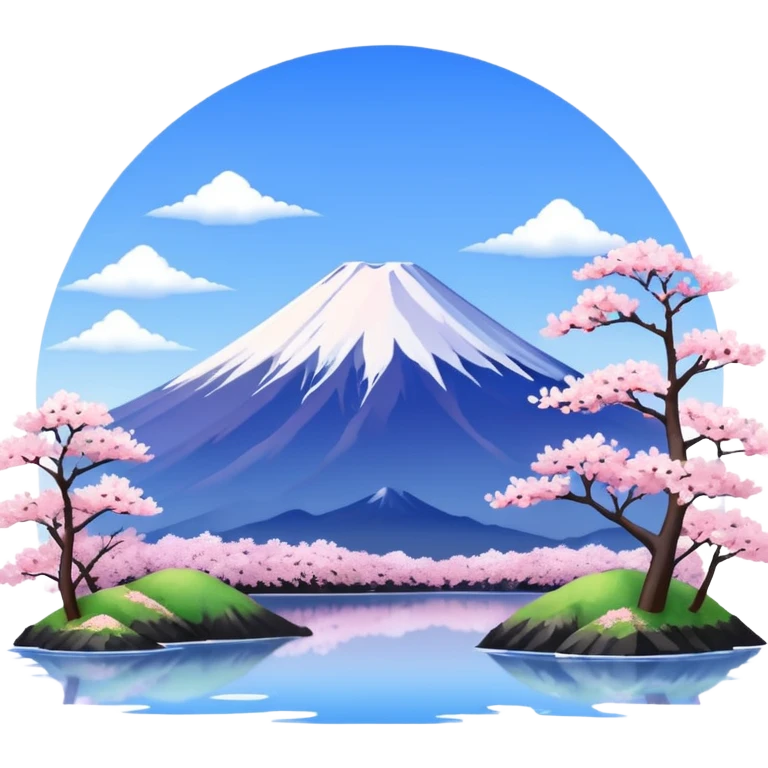 Cherry blossom scenery, Mount Fuji emoji