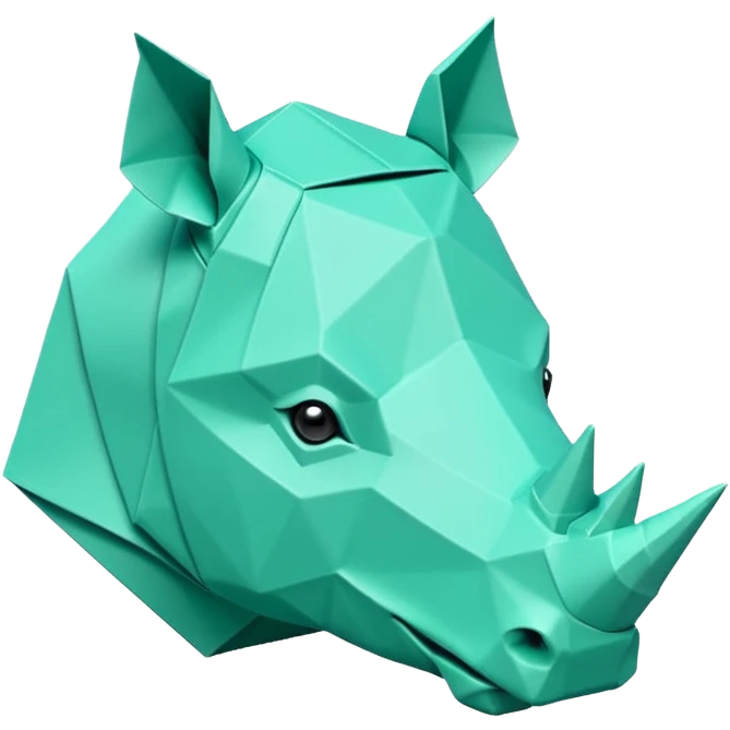 origami rhino head in color green mint rgb(168, 251, 211) emoji