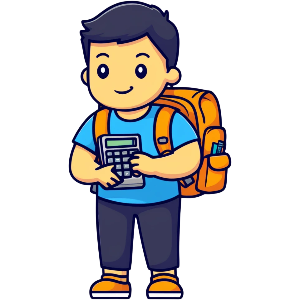 A student with backpack and calculator emoji