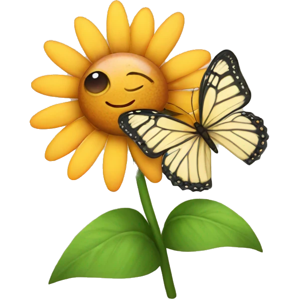 Flower with butterflies  emoji
