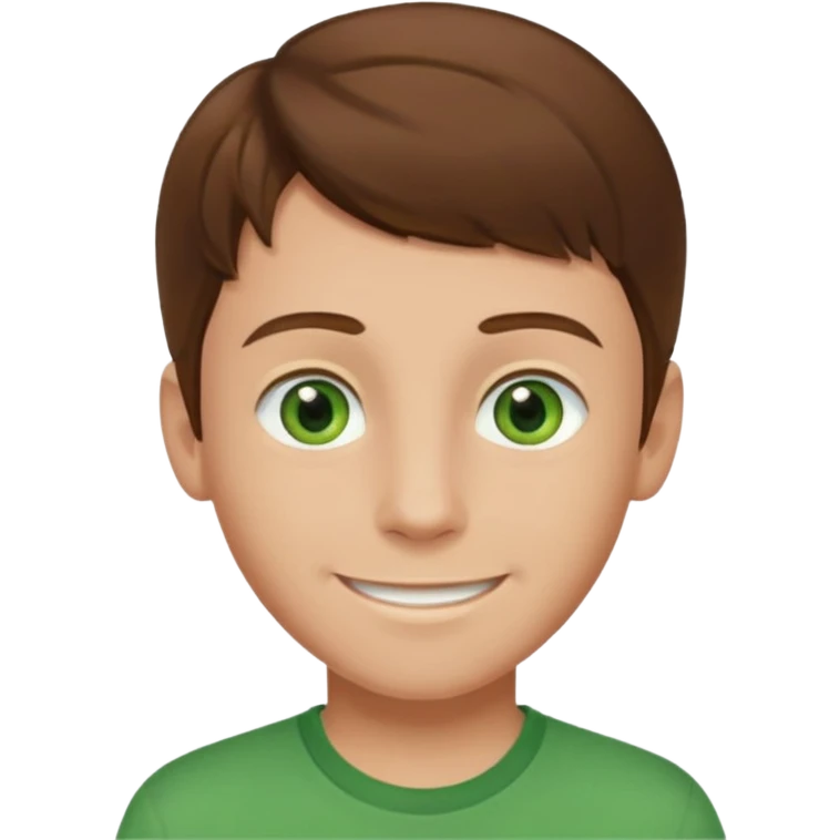 boy with brown hair and green eyes with green shirt emoji