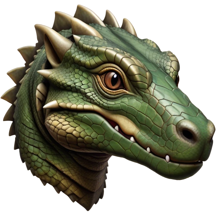 Cinematic Realistic Noble Komodo Dragon Portrait Emoji, Poised and imposing, with a massive, rugged build and a weathered, intricately scaled hide in earthy olive and dark tones, a distinct, powerful head with sharply defined features and piercing eyes, rendered in lifelike detail with natural texture and shadow, high shine, intelligent and formidable, styled with an air of ancient reptilian authority, focused and attentive, soft glowing outline, capturing the essence of a watchful and commanding Komodo dragon that appears ready to emerge from the screen with raw power! emoji