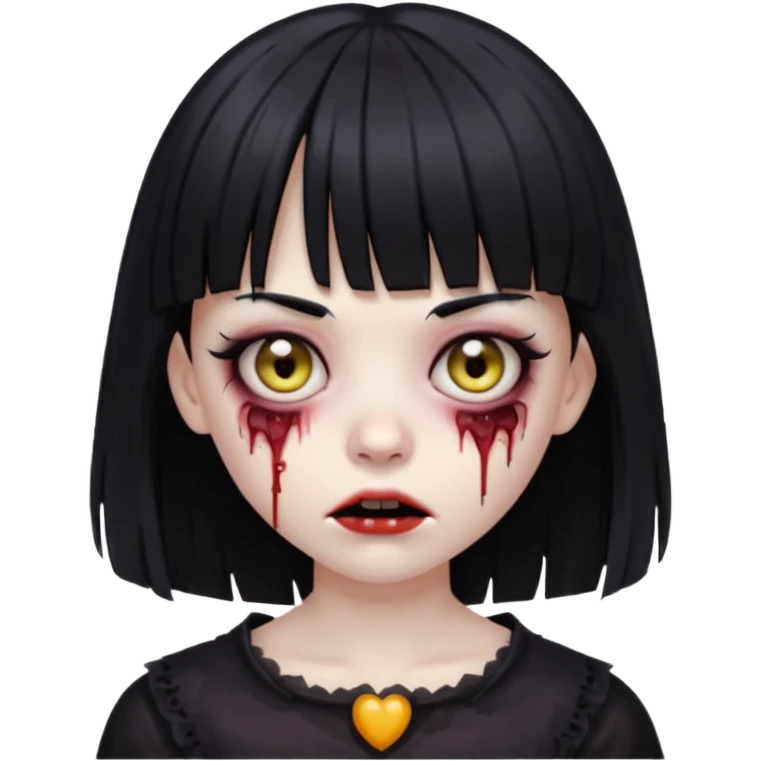 garota zombie com cabelo preto de franja e olhos puxados gótica emoji generator emoji