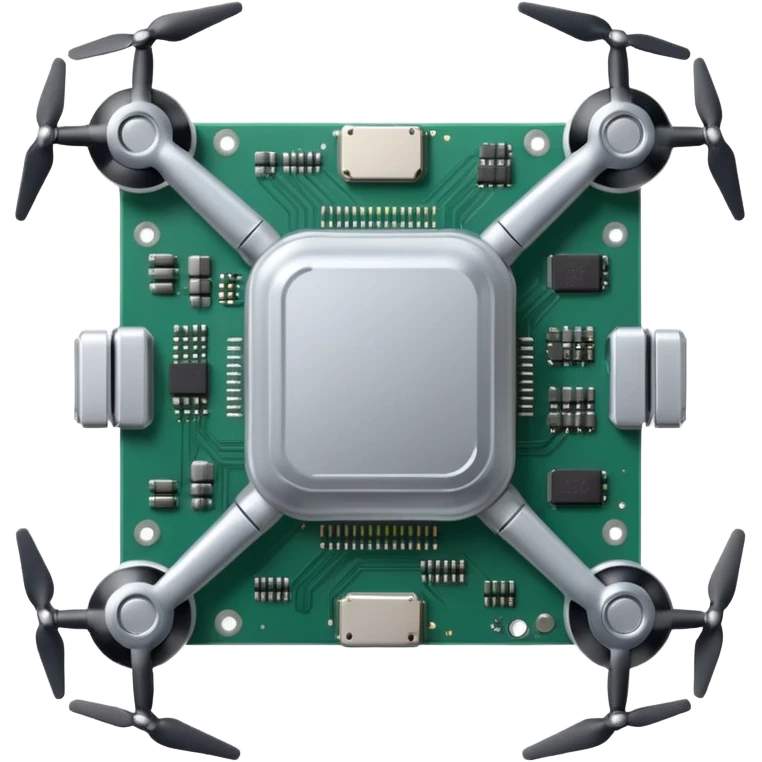 ultra realistic processor with small stamp drone emoji