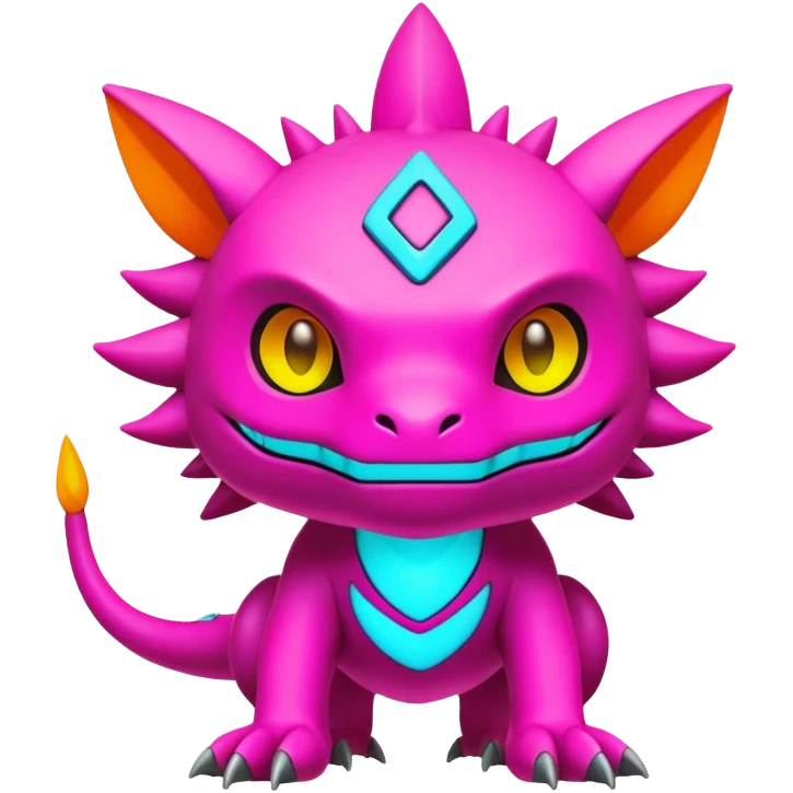  lush warm-colored modern colorful neon-colored cyber-Fakémon-Digimon-creature emoji