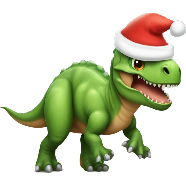 Dinosaur with santa hat emoji