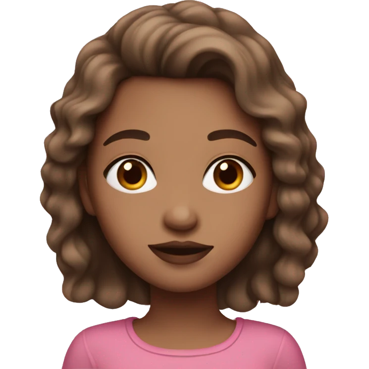 Girl with brown hair and pink lips emoji