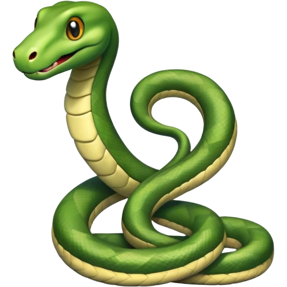 friendly anthropomorphised snake in jeans and a t-shirt, walking with a smile emoji