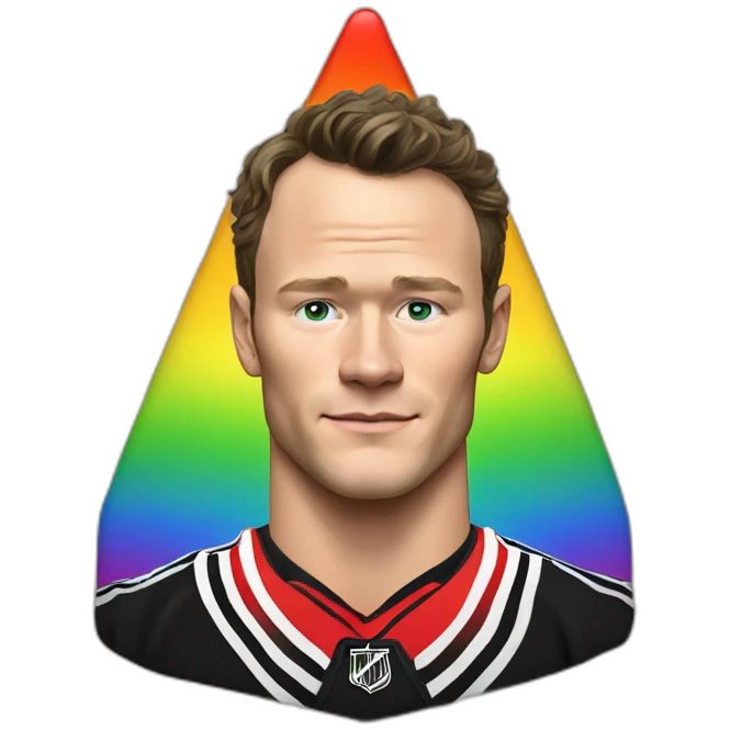Jonathan Toews in rainbow triangle emoji