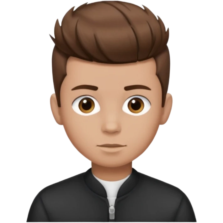 create a fringe haircut boy with a brown hair with hair little up more looking like quiff hairstyle but its going straight not on sides emoji