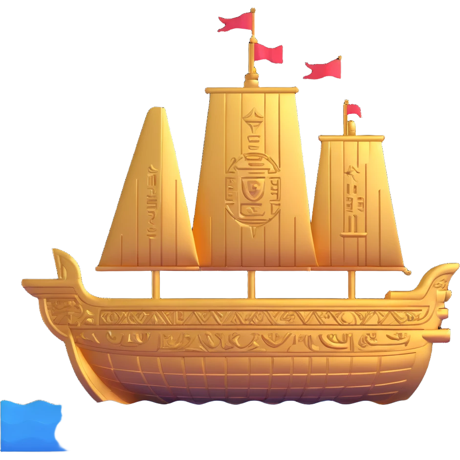 ancient Anunnaki golden ship underwater with cuneiform and ornate carvings emoji