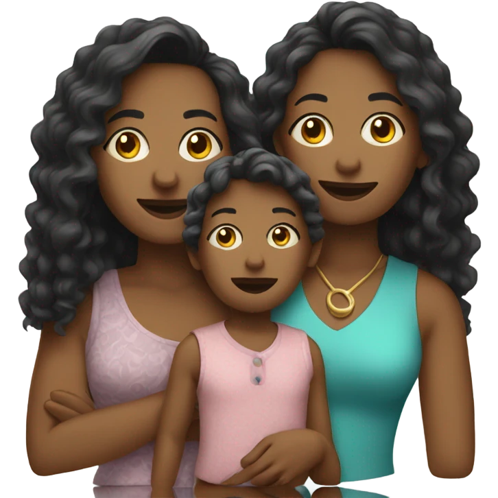 cool aunt with 2 kids emoji