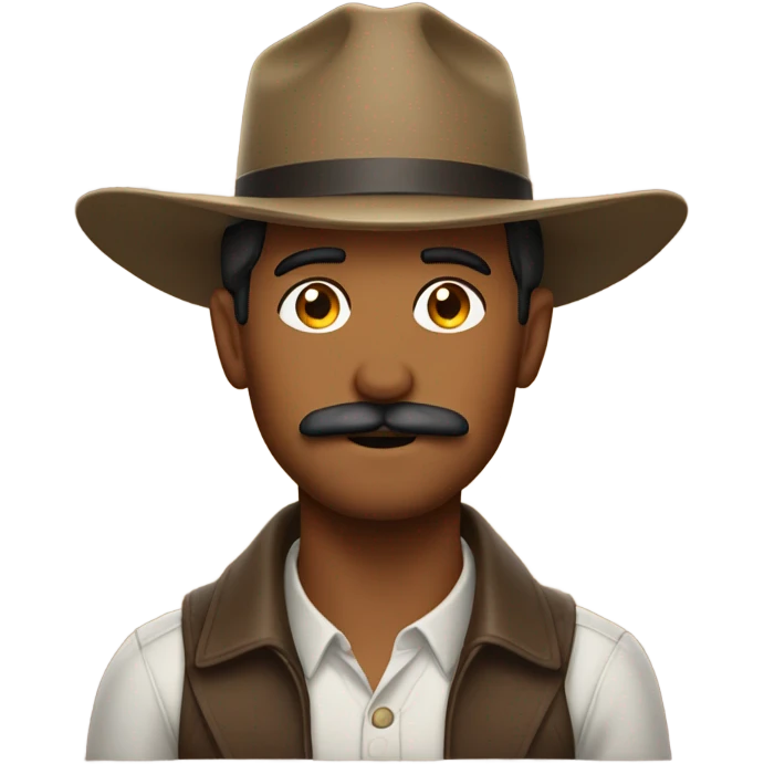 Brown man with a mustache in a Stetson  emoji