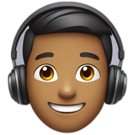 boy with headphones and smiling emoji