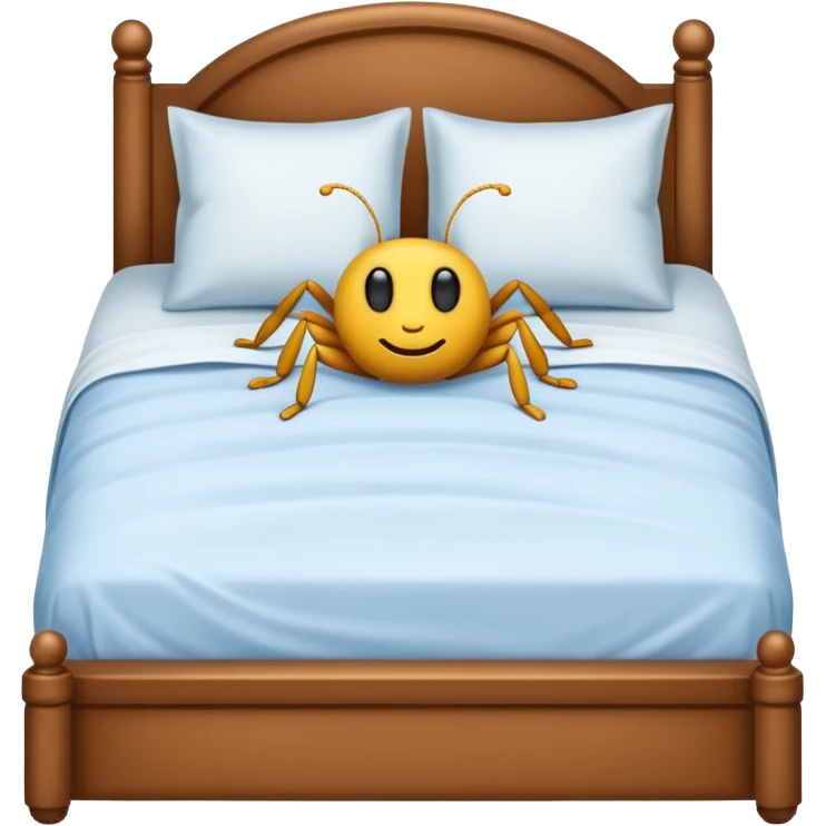 Bug snuggled in bed emoji