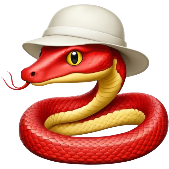 red snake, white hat emoji