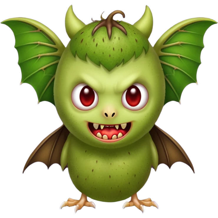 Kiwi fruit with vampire face and bat wings  emoji