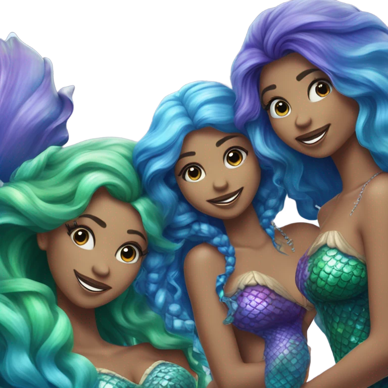Three mermaid sisters emoji