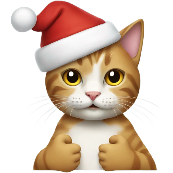 Cat dressed as santa giving thumbs up emoji