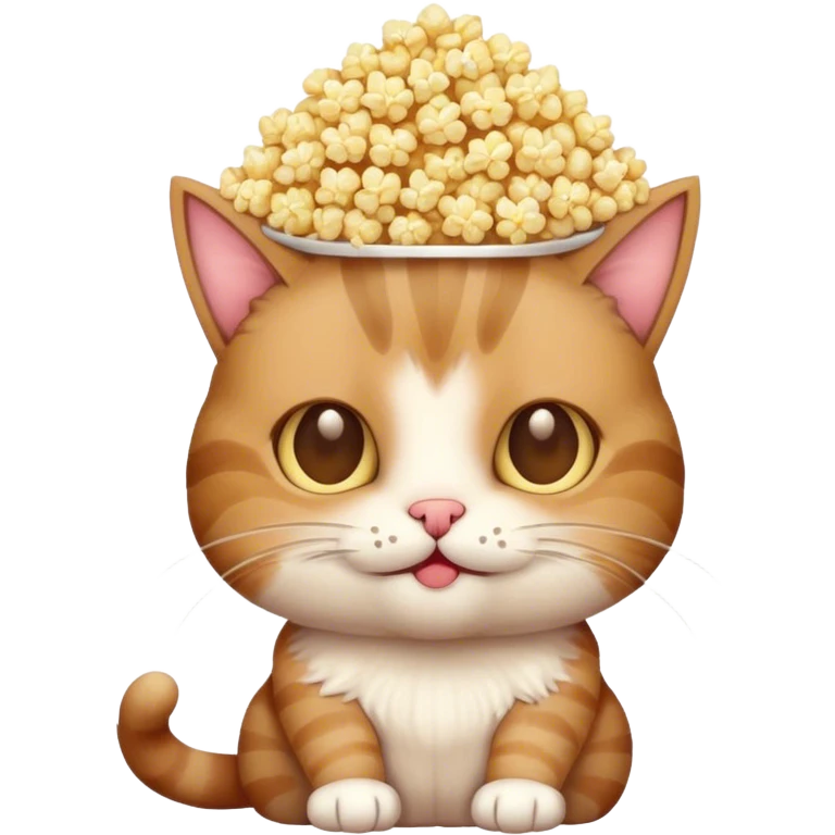 un chat avec du pop corn sur la tête  emoji