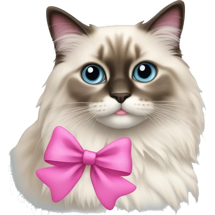 ragdoll cat with a pink bow emoji