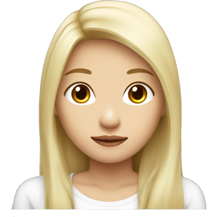 blonde long hair, white scin color asian woman, from shoulders, make one emoji, make her face small emoji