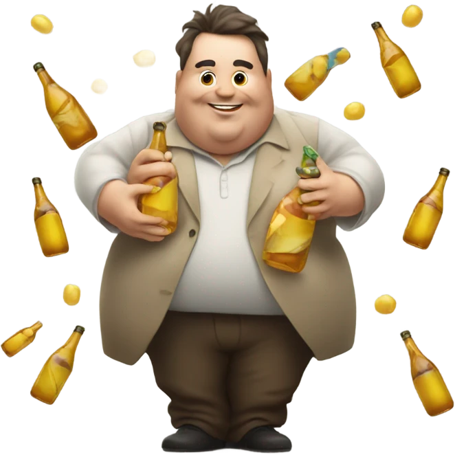 Create a fat man juggling 6 bottles emoji