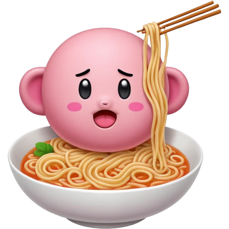 Kirby eating noodles emoji